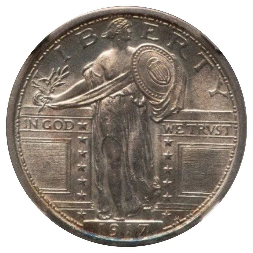 1917 Standing Liberty Quarter Type 1 - NGC MS63 FH Full Head - Beautiful Coin - Image 1 of 3