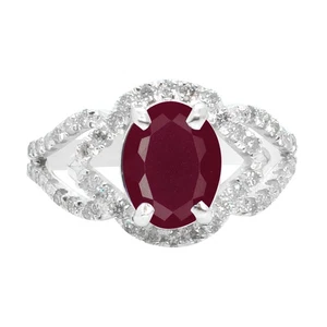 2.30Ct Natural Burmese Red Ruby IGI Certified Diamond Ring In 14KT White Gold - Picture 1 of 4