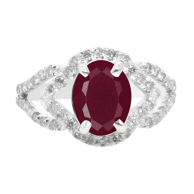 2.30Ct Natural Burmese Red Ruby IGI Certified Diamond Ring In 14KT White Gold - Image 1 of 4