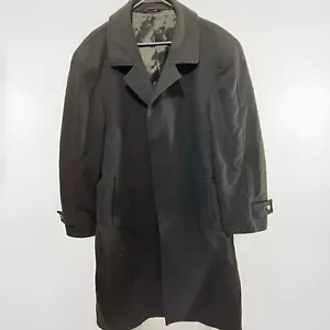 Pronto Moda Italia Car Coat Sz 44 R Black Cashmere Wool Overcoat Pea Coat - Picture 1 of 17