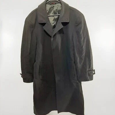 Pronto Moda Italia Car Coat Sz 44 R Black Cashmere Wool Overcoat Pea Coat - Image 1 of 4