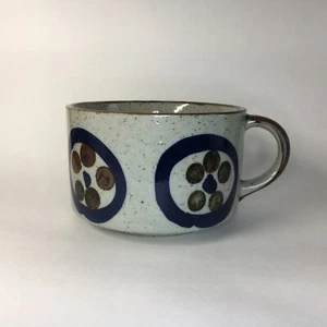 Kaffeesuppenbecher blau braun gesprenkelt Steinzeug handbemalt Glasur - Bild 1 von 8