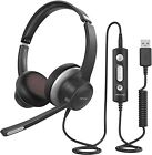 Mpow Wired Headset Over Ear USB Headphone Mic For PC Laptop Calling Center Skype