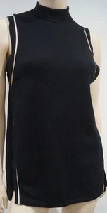 Schumacher Noir Laine Vierge Mélange Haut Encolure Tunique sans Manche Sz3; M - Picture 1 of 9