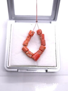 Vintage Sea Coral Loose Beads Gemstone 100% Natural Italy Red Coral Undyed Beads - Picture 1 of 5
