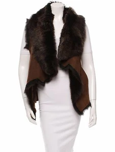 STUNNING $2,997 SOLD OUT REVERSIBLE DONNA KARAN SHEARLING FUR VEST - Picture 1 of 5