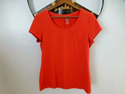 Pulôver feminino Rei Co-op M manga curta camisa ativa bolso listrado laranja/vermelho - Imagem 1 de 4