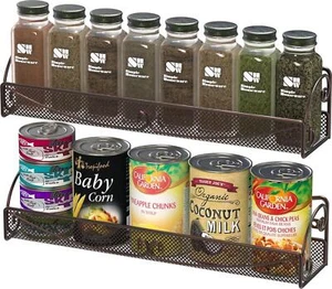 Deco Brothers Wall Mounted Single Tier Mesh Hanging Spice Rack, Set Of 2, Bronze - Picture 1 of 9