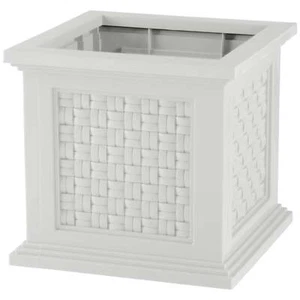 Outdoor Rattan Style Planter Box Plastic Plant Pot T-shaped Bottom for Planting - Picture 1 of 12