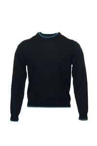 The Men's Store by Baruffa Merino Wool Crew Neck Sweater (XLarge, Black Jade) - Picture 1 of 4