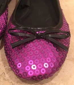 DIANE VON FURSTENBERG klassische Ballerinas fuchsia Pailletten mit Schleife 7M NEU! Süß! - Bild 1 von 12