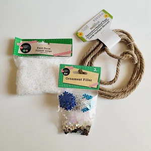Crafters Square Ornament Filler Faux Snow and Decorative Rope 3 pc Lot New - Picture 1 of 7