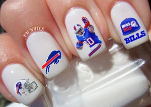Buffalo Bills Nail Art Stickers Transfers Decals Set of 30 - A1362 - Picture 1 of 2
