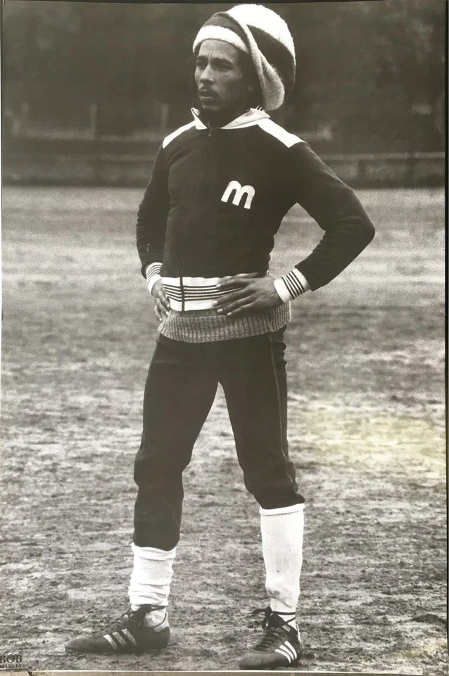 Bob Marley Playing Soccer Black & White Poster 24 x 36 - Image 1 of 1