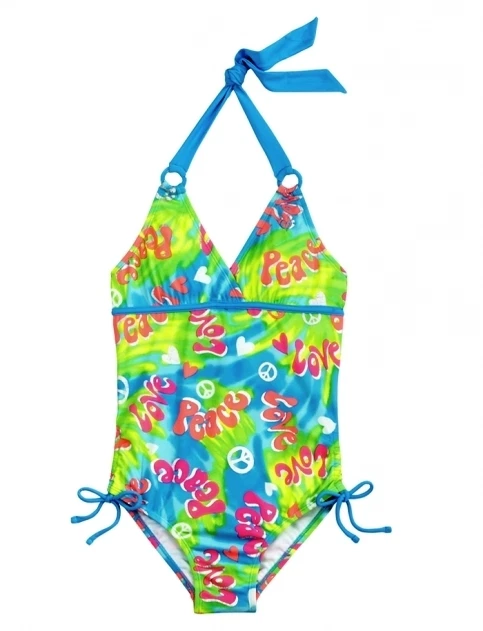 Nuevo con etiquetas Traje de baño Justice Girls Neon Peace Foil Halter 8H talla grande Husky NUEVO Foto 1 de 1