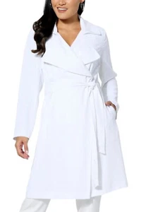 IMAN Global Chic Cascade Front Trench Coat White - Picture 1 of 1