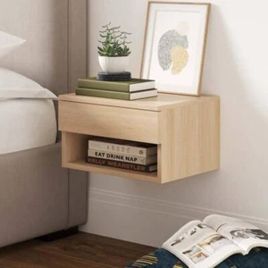 Nathan James Nightstand 9"Hx16"Wx12"D Jackson Rectangle Light Oak Bedside Table - Picture 1 of 6
