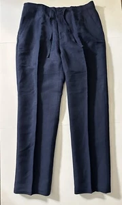 Cubavera Drawstring Linen Blend Pants Men's Size L Blue Summer Beach Lightweight - Picture 1 of 7