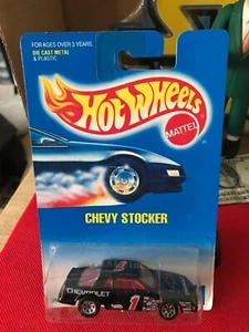 Carta Hot Wheels 1991 blu/bianco #441 CHEVY STOCKER nero cromato B554 - Foto 1 di 8