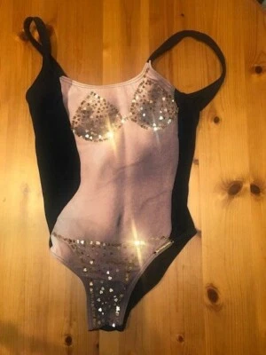 Traje de baño Rosa Cha negro estampado cuerpo con lentejuelas corazón dorado - Artículo de coleccionista  Foto 1 de 4
