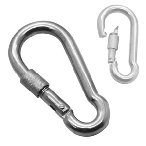 Mosquetón forma D acero inoxidable V4A inoxidable gancho a presión tapón de rosca - Imagen 1 de 5