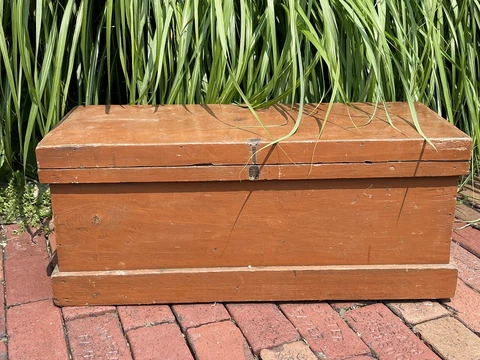 Antique 1800’s Six Board BLANKET  TOOL BOX Trunk Chest Old Paint Cover