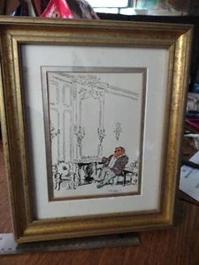 vintage lithograph 3d art Ny Estate Signed Tony Marcogliess Relaxing at Home - Picture 1 of 6