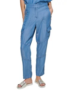 Pantalones cargo de tiro alto DKNY para mujer azul índigo talla 16 - Imagen 1 de 4