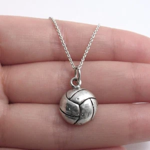 Guaranteed 925 Sterling Silver Volleyball Charm with Necklace - Picture 1 of 5