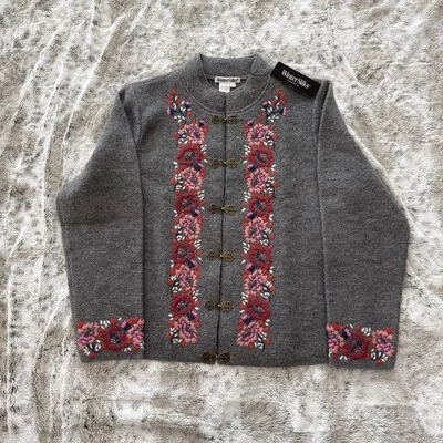 Suéter Cárdigan Invierno Seda Gris Floral Seda Foto 1 de 4