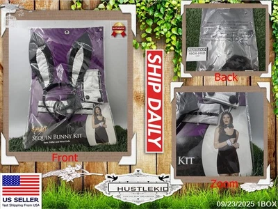 New Sequin Bunny Sexy Halloween Custom Kit New Has Ears Collar Cuffs & Tail🔥🔥 - Image 1 of 4