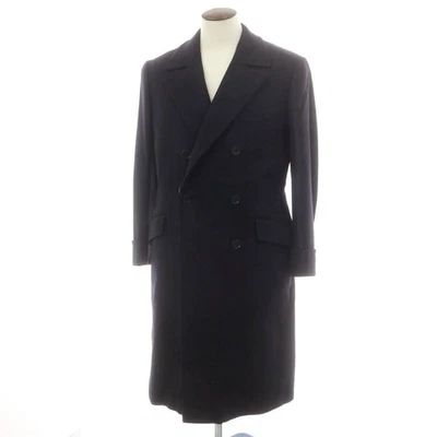 Isaia Men Jacket Used Casentino Wool Cashmere Polo Coat Navy Size 50 Limited Edi - Image 1 of 4