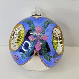 Radko Starlight Dance Christmas Ornament Blown Glass Orb Concave Sides - Picture 1 of 13