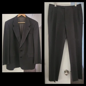 DE COLECCIÓN Christian Dior Gris Carbón 42R Rayas W35" L32" Union Tag Lana  - Imagen 1 de 22