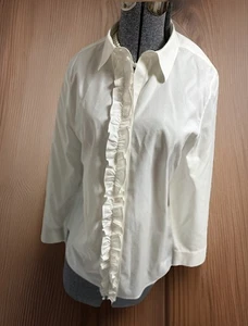 Chicos Top Gr. 2 oder 14 bügelfrei feminin Rüschen französische Knopfleiste pflegeleicht Baumwolle - Bild 1 von 22