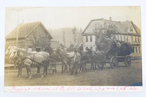 Horse Drawn Logging Cart Giant Cedar Pe Ell Washington RPPC Vintage Postcard - Picture 1 of 3