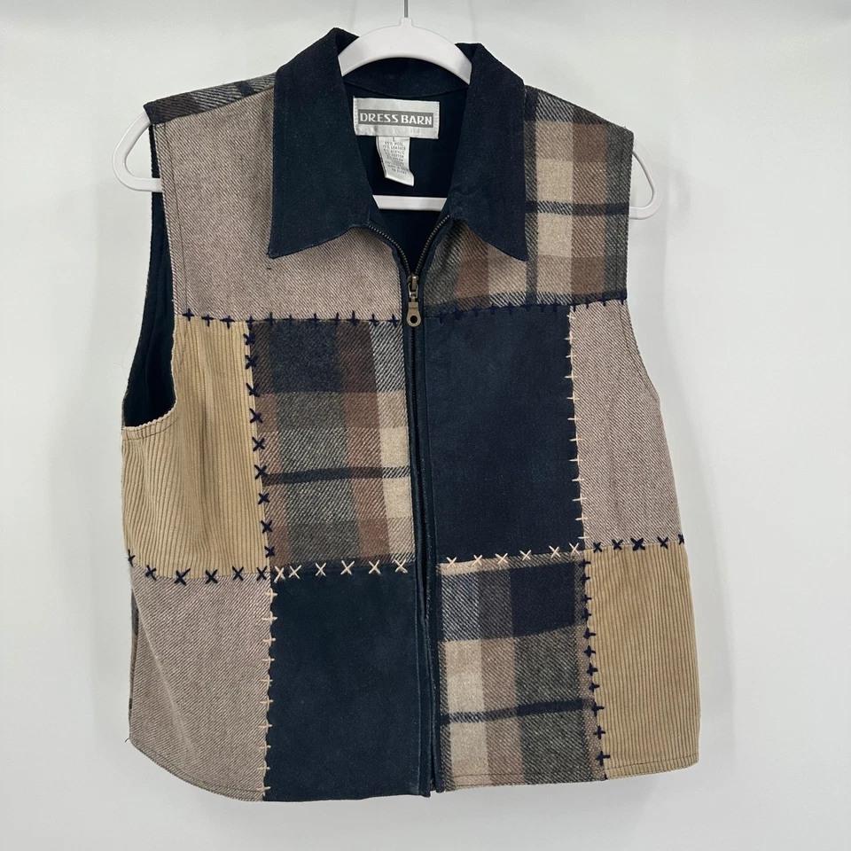 Chaleco de lana de gamuza retazos Cottagecore para mujer talla L rústico herencia boho occidental Foto 1 de 4