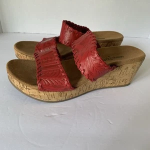 Minnetonka Bertie Damen-Pantoletten mit Keilabsatz rot Größe 7 - Bild 1 von 10