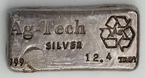 Ag-Tech 12.4oz .999 Silver Vintage Poured Bar RARE! DC-7061 - Picture 1 of 3