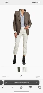 Nili Lotan Cropped French Military Capri Jogger Pant Eggshell Ivory Size 10 - Picture 1 of 12