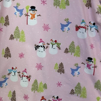 Nick & Nora Women’s XL Pink Snowman Forest 2-Pc Pajama Set Cotton Flannel - Image 1 of 4
