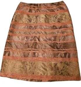 Rickie Freeman for Teri Jon Skirt Gold Brocade & Velvet Stripe A-Line Sz 6 - Picture 1 of 14