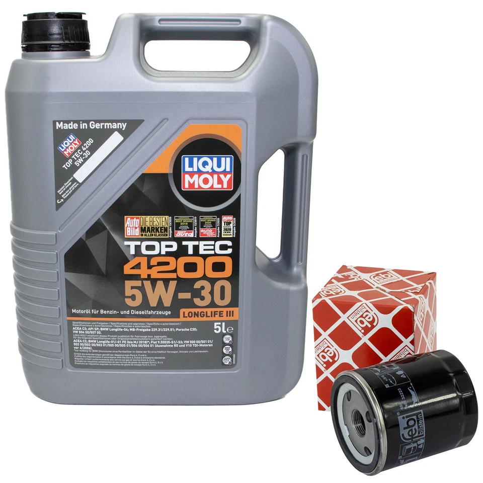 Motoröl Set 5W-30 5 Liter + Ölfilter 32223 für Citroen C5 I Fiat Lancia Peugeot - Bild 1 von 4