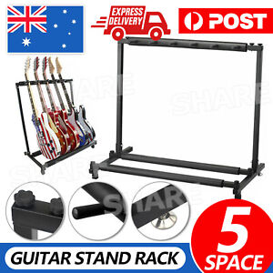 Stylish Guitar Stand Tidy Storage Rack Fits 5 Guitars Metal Padded Foam AU