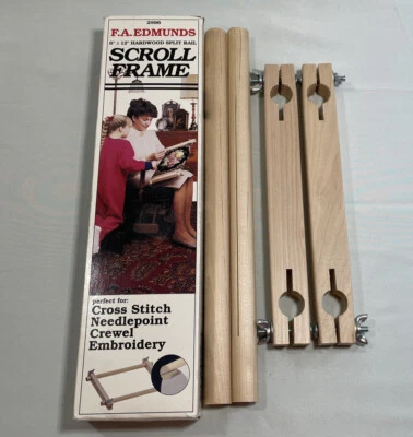 F.A. Edmunds Scroll Quilt Frame 6”x 12” Hardwood Split Rail Cross Stitch New - Image 1 of 4