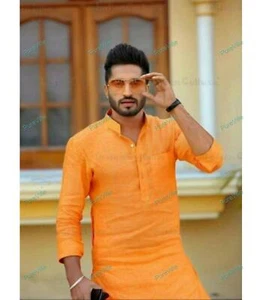 Mens Kurta Mens Shirt Long Sleeve Kurta Loose Shirt Mens Cotton Clothing - Picture 1 of 10