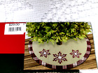 NEW 48' Round Christmas Tree Skirt Faux Linen Snowflakes Plaid Edging