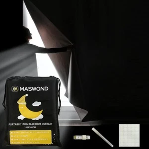 Portable Blackout Curtain size 118 X 57 Temporary Blackout Curtain Shade Sti - Picture 1 of 8
