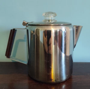 18-8 Stainless Steel 6 Cup Coffee Pot Percolator w Wood Handle Camping - Picture 1 of 7
