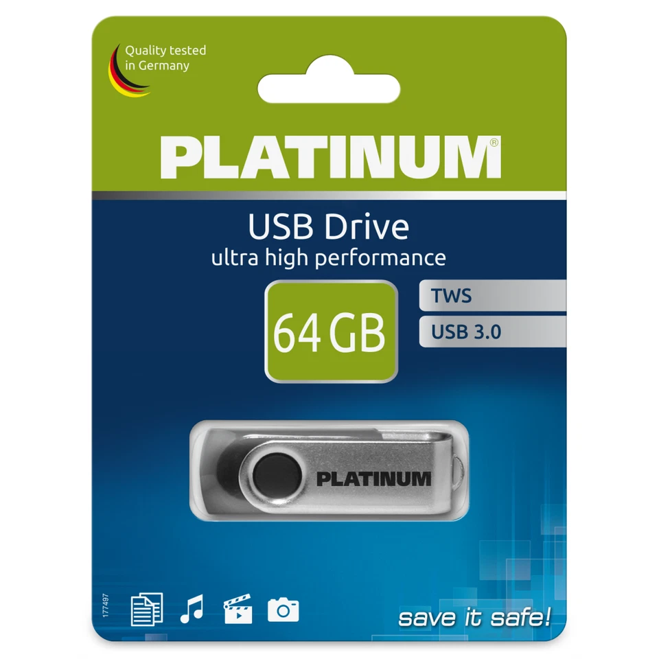 Platinum TWS 64 GB USB-Stick USB 3.0 mit LED Statusanzeige als Schlüsselanhänger